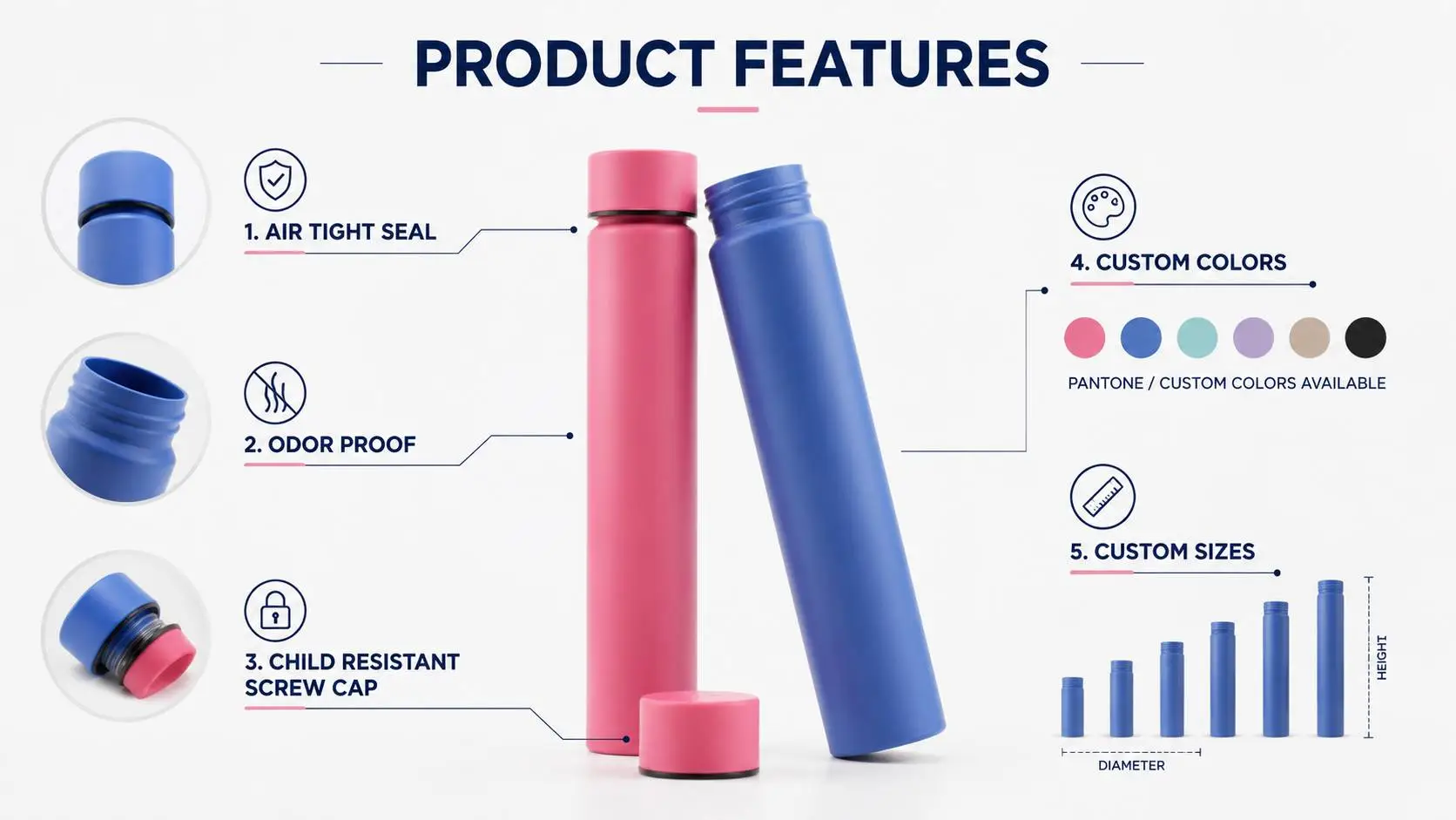aluminum pre roll tube child proof